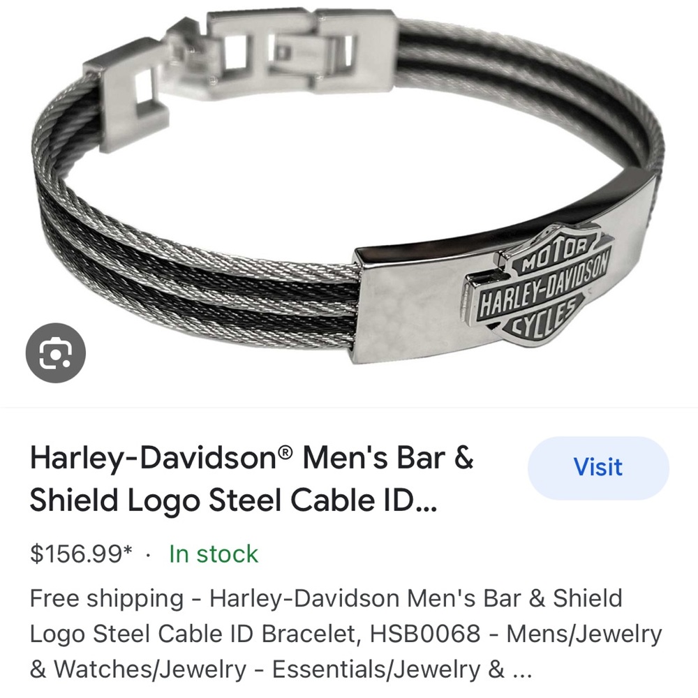 Mens Harley Davidson stainless steel cable bracelet with box - FREE SHIPPING - Picture 12 of 12